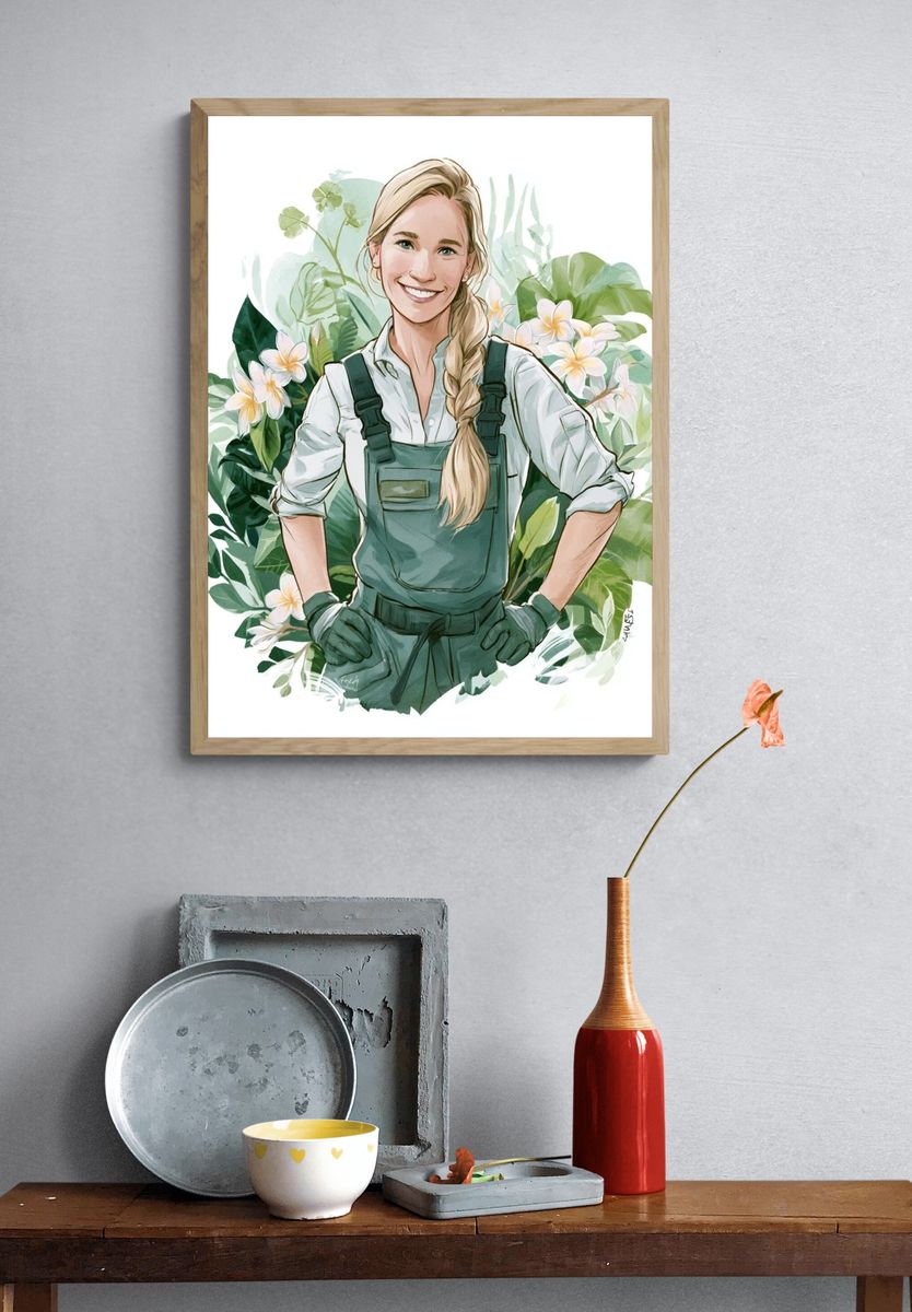 Gardener Portrait Illustration Poster. — room view 3