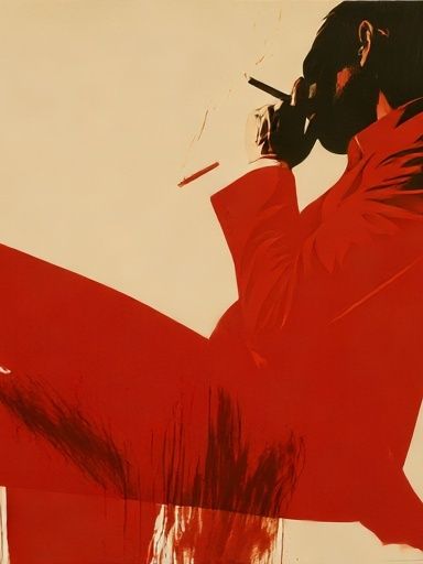 Red Silhouette Smoking Poster. poster — illustration art
