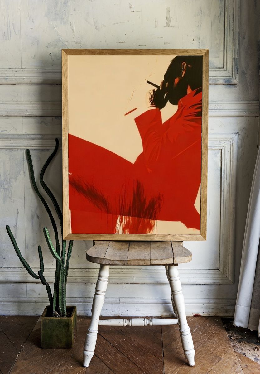Red Silhouette Smoking Poster. room preview