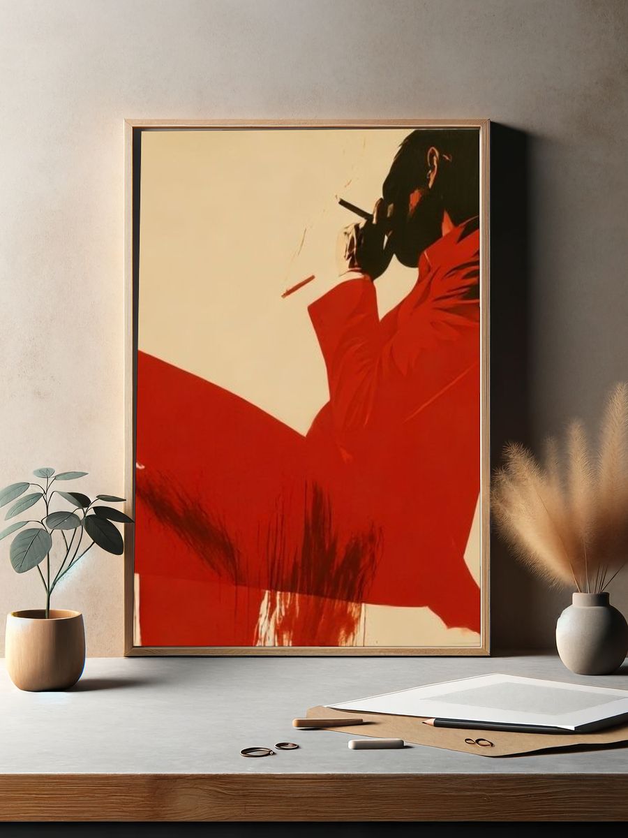 Red Silhouette Smoking Poster. — room view 2