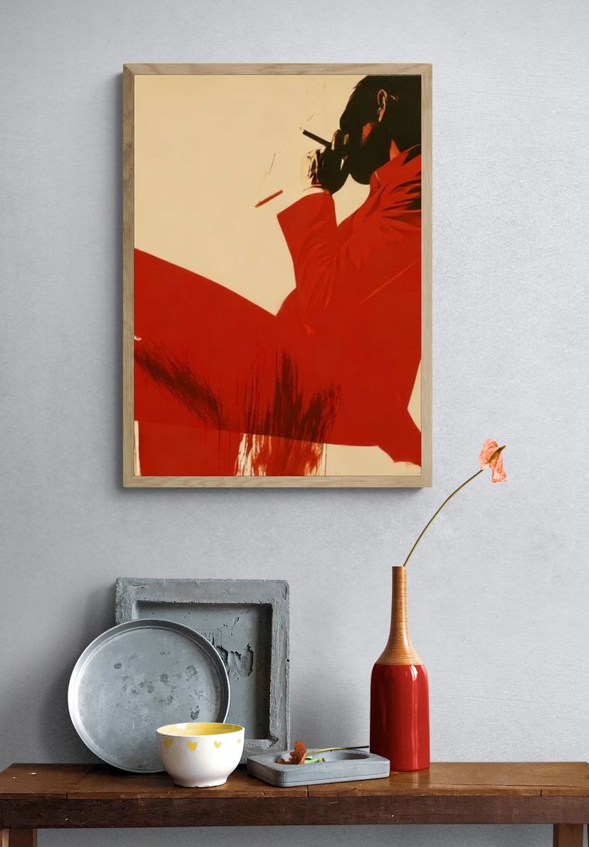 Red Silhouette Smoking Poster. — room view 3