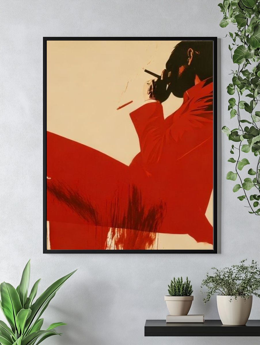 Red Silhouette Smoking Poster. — room view 4