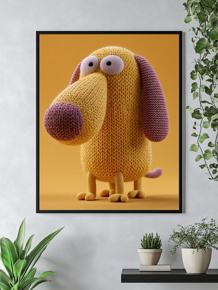 Knitted Dog Character Illustration Poster. — room view 4