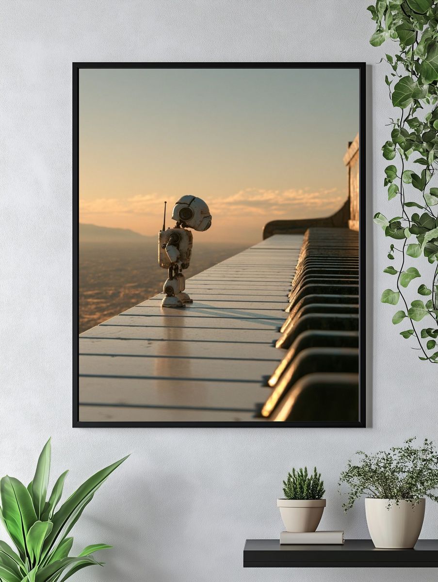 Lonely Robot at Sunset Poster. — room view 4