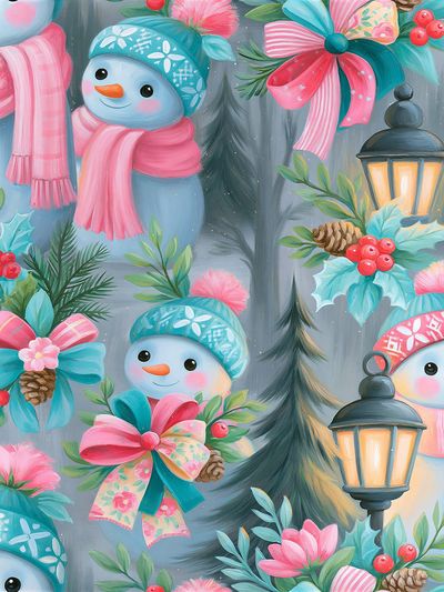 Winter Snowmen Illustration Poster. poster