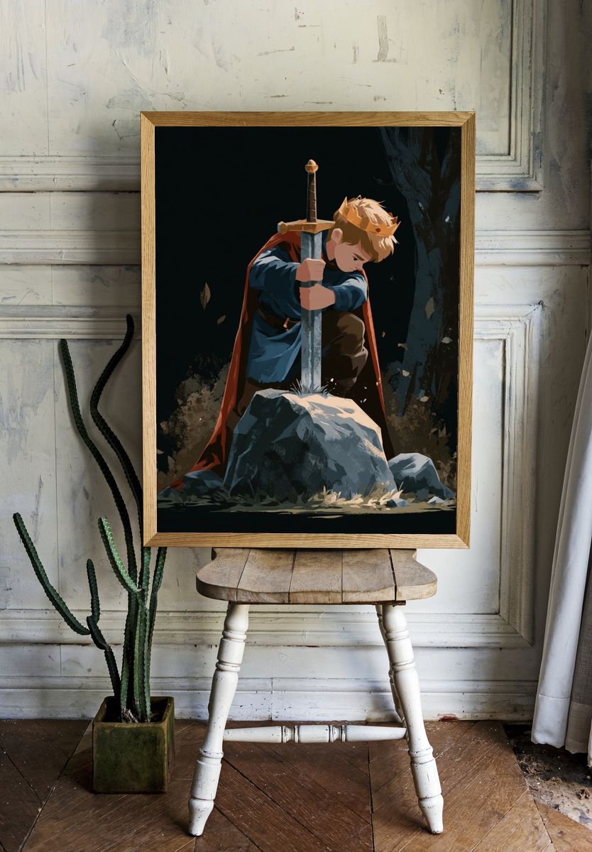 Young Knight with Sword Poster. — room view 1