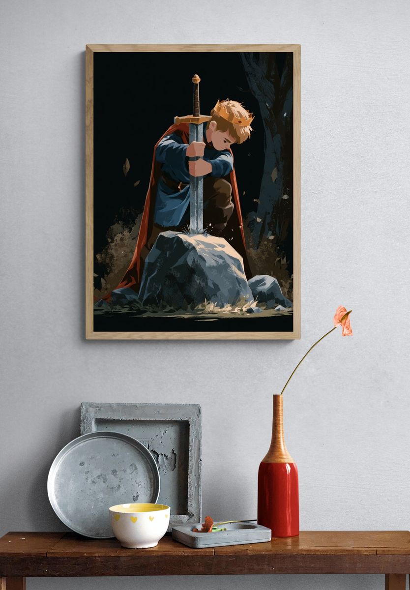 Young Knight with Sword Poster. — room view 3