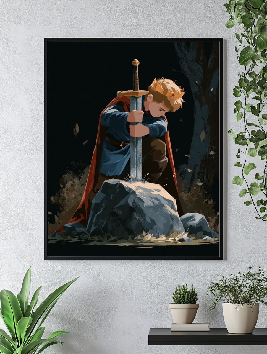 Young Knight with Sword Poster. — room view 4