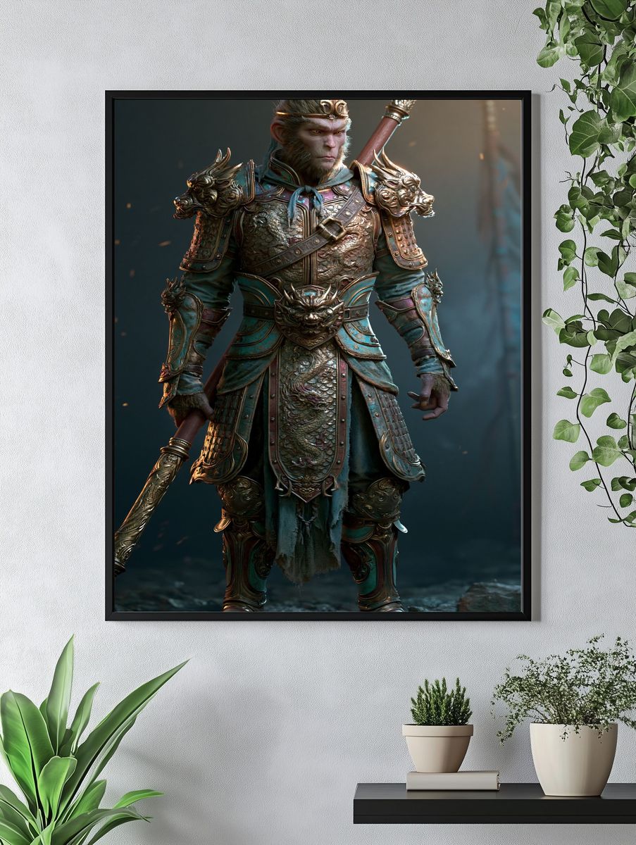 Monkey Warrior Fantasy Illustration Poster. — room view 4