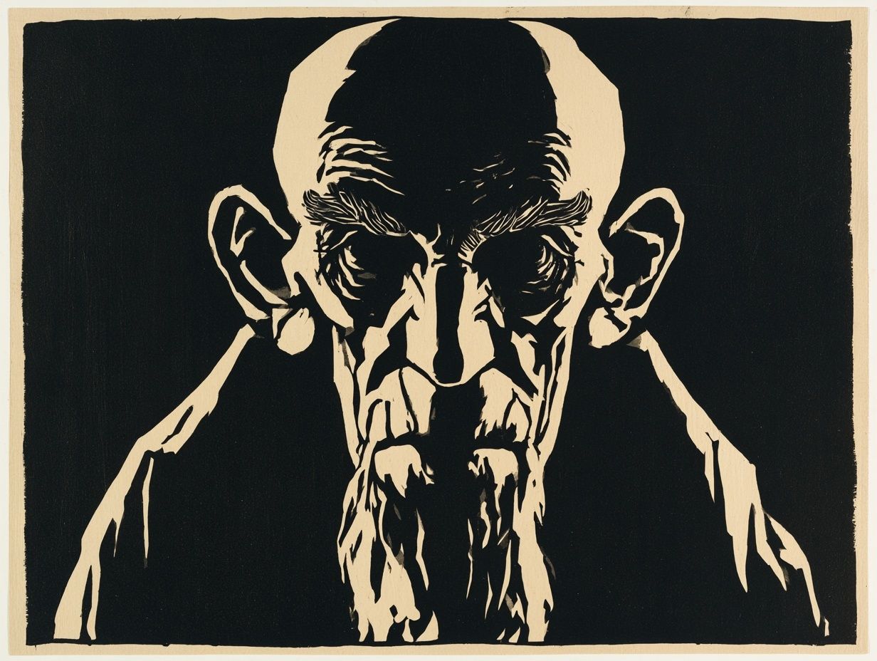 Monochrome Gollum Portrait Print. poster detail