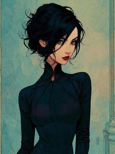 Elegant Dark-Haired Portrait Print.