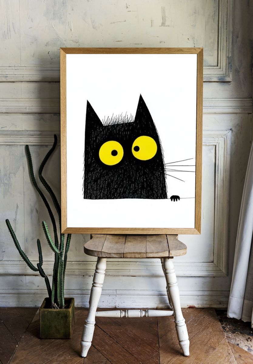 Black Cat Cartoon Poster. room preview