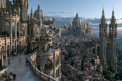 Fantastical Cathedral Cityscape Print.