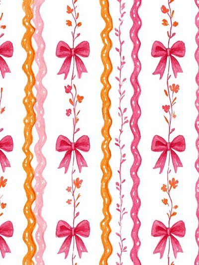 Pink Bow Floral Pattern Print. poster