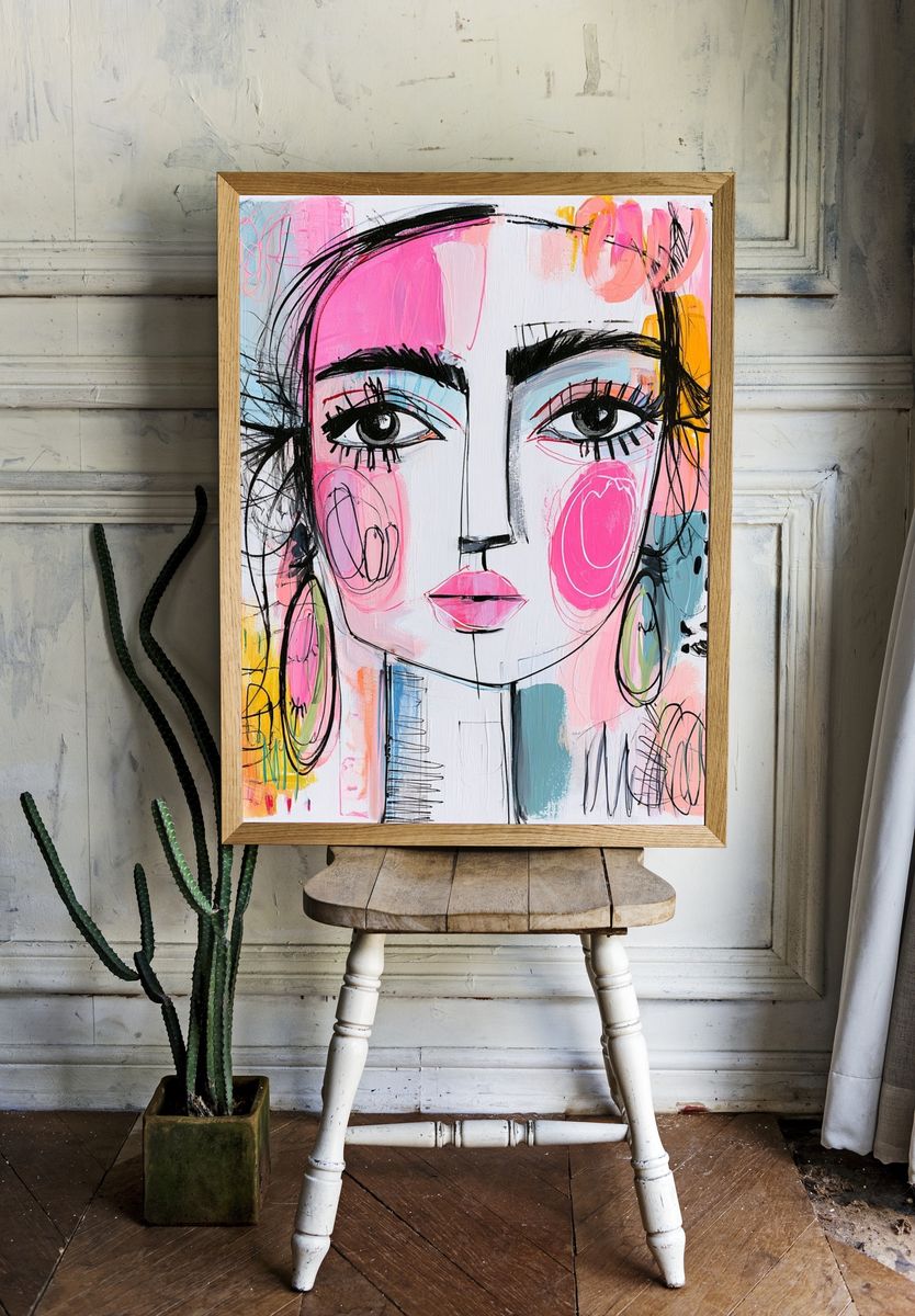 Abstract Fashion Face Illustration Poster. room preview