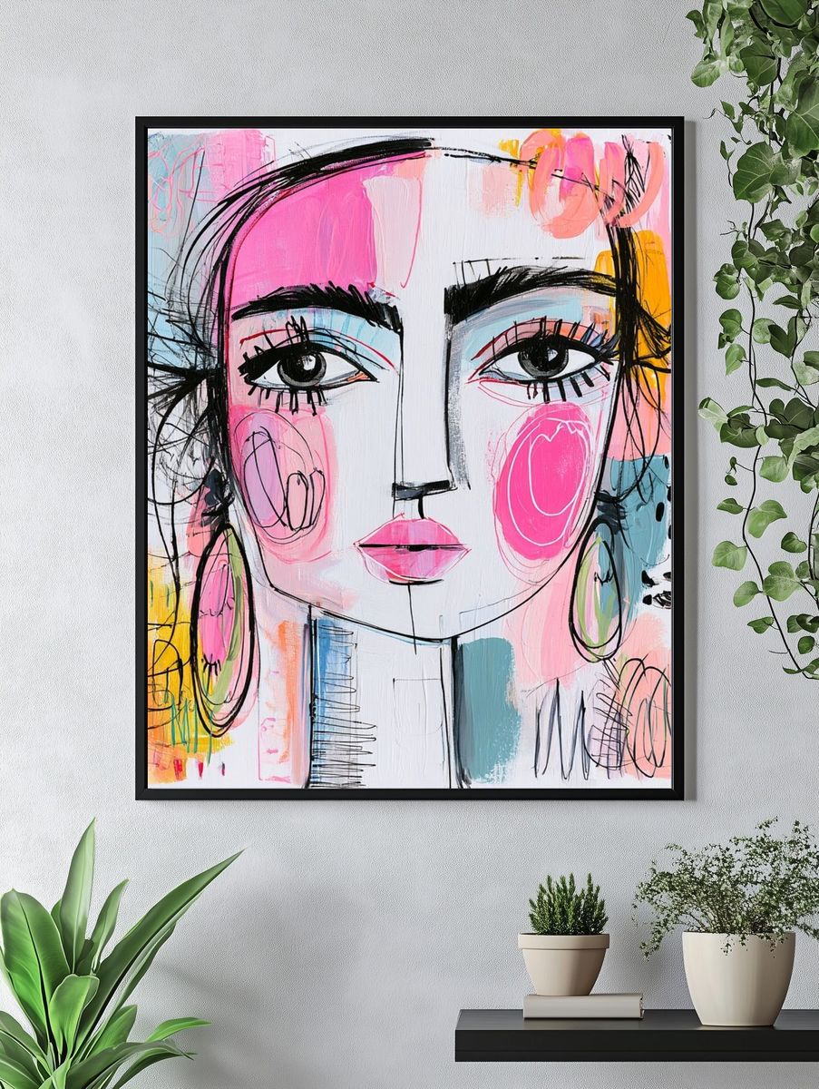 Abstract Fashion Face Illustration Poster. — room view 4