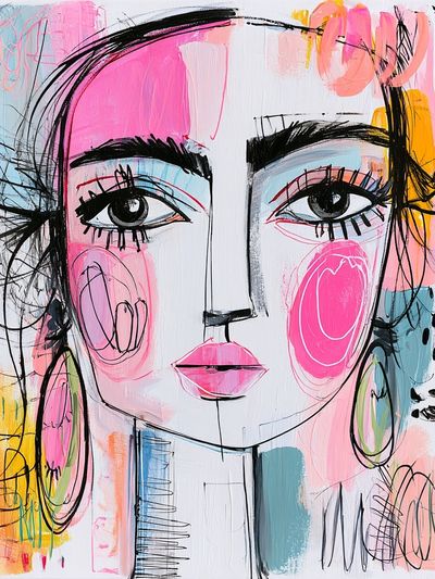 Abstract Fashion Face Illustration Poster.