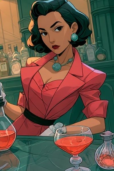 Cocktail Bar Woman Illustration Poster.