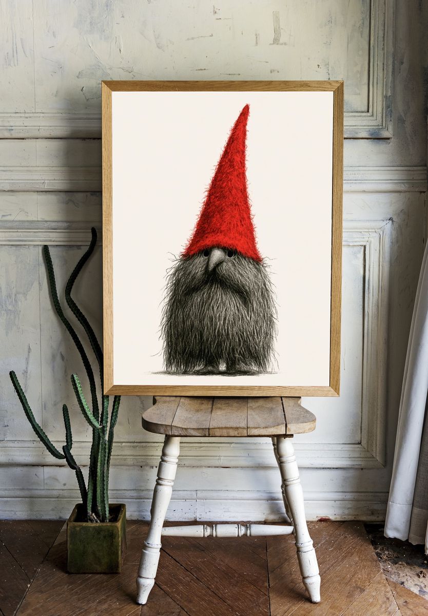 Gnome Portrait Illustration Poster. room preview