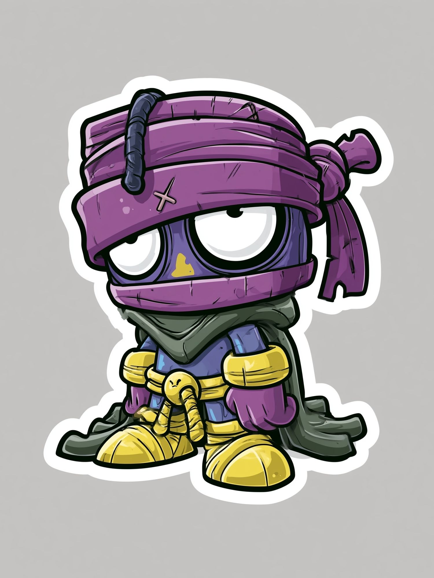 Purple Ninja Cartoon Print. poster — illustration art