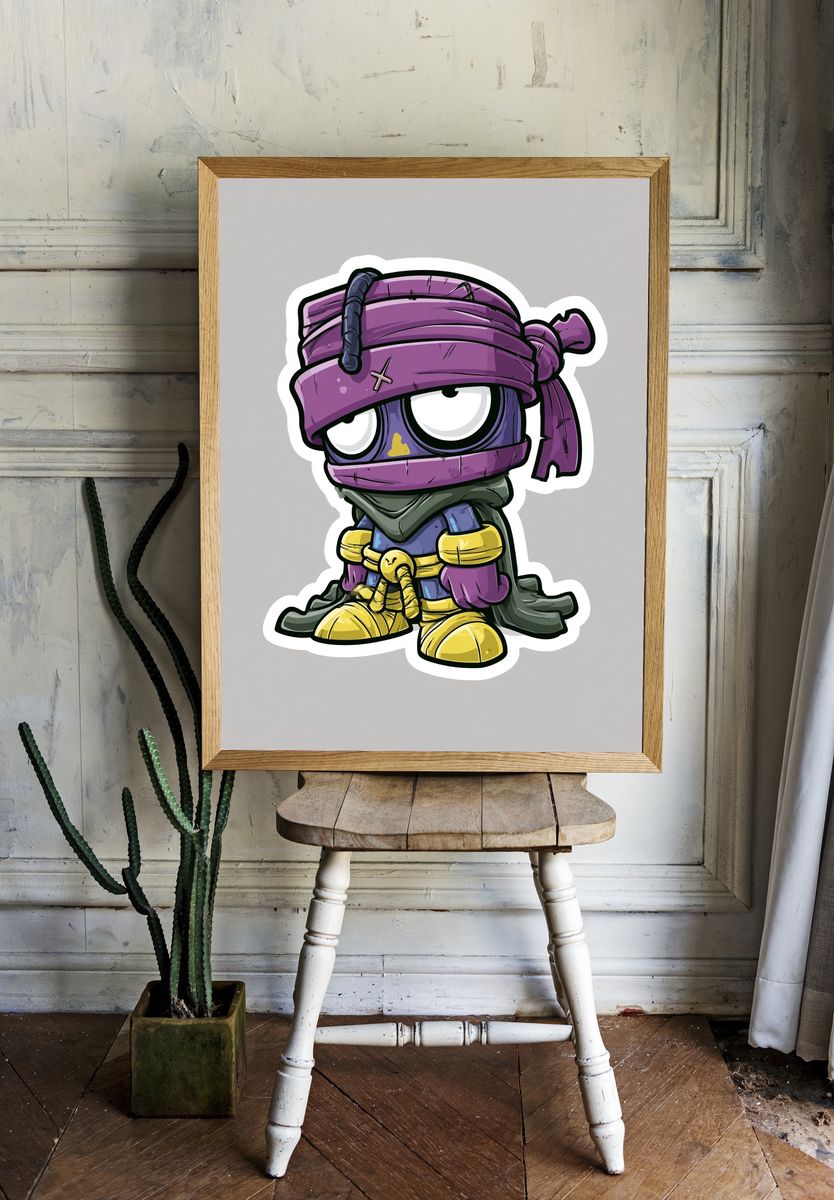Purple Ninja Cartoon Print. room preview