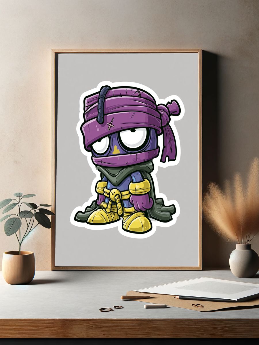 Purple Ninja Cartoon Print. — room view 2