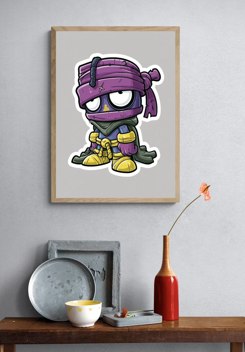 Purple Ninja Cartoon Print. — room view 3