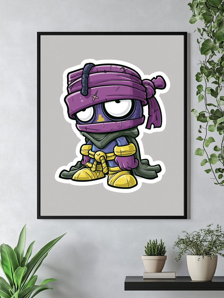 Purple Ninja Cartoon Print. — room view 4