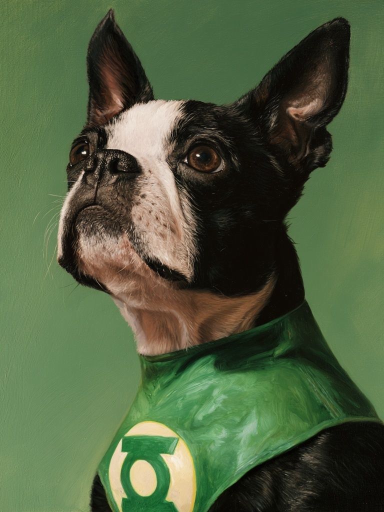 Green Lantern Dog Portrait Print. poster detail