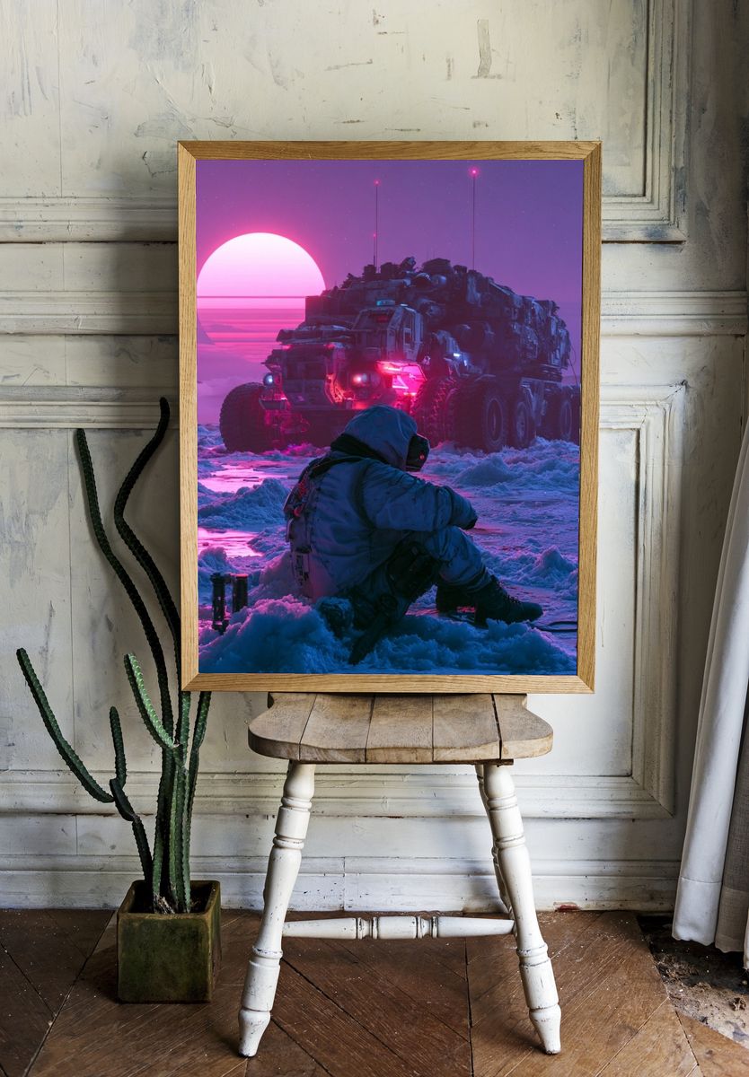 Neon Arctic Sci-Fi Poster. room preview
