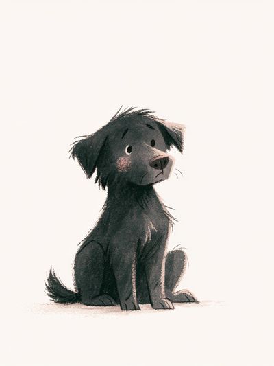 Black Puppy Illustration Poster.