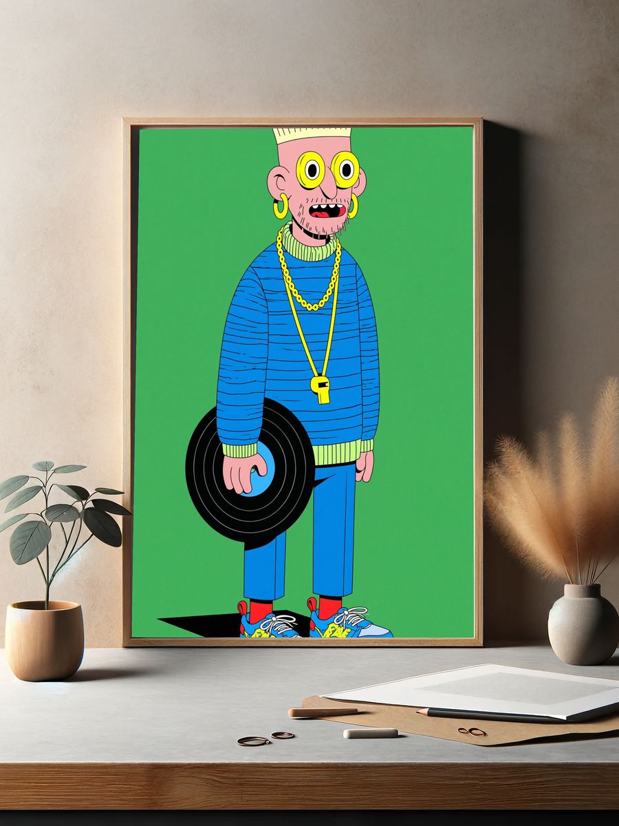 Punk Vinyl Character Illustration Poster. — room view 2
