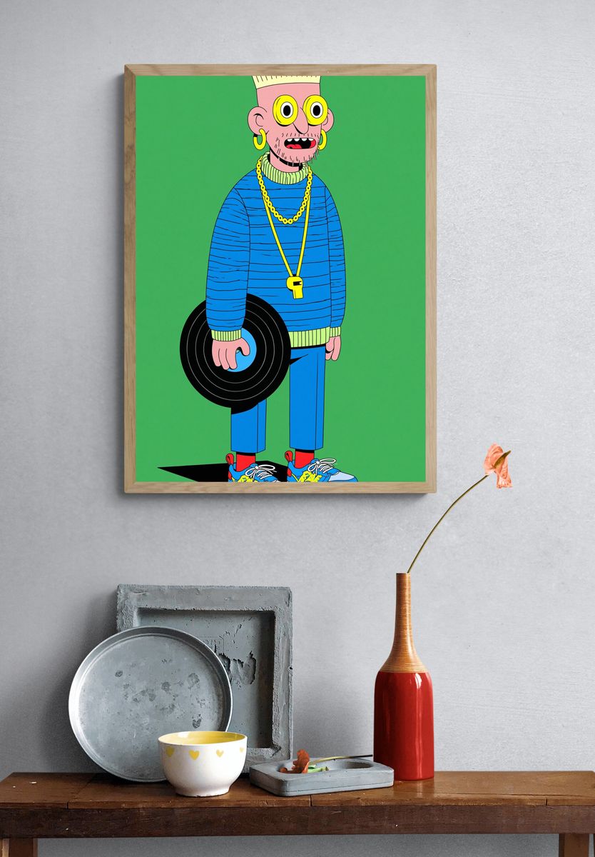 Punk Vinyl Character Illustration Poster. — room view 3