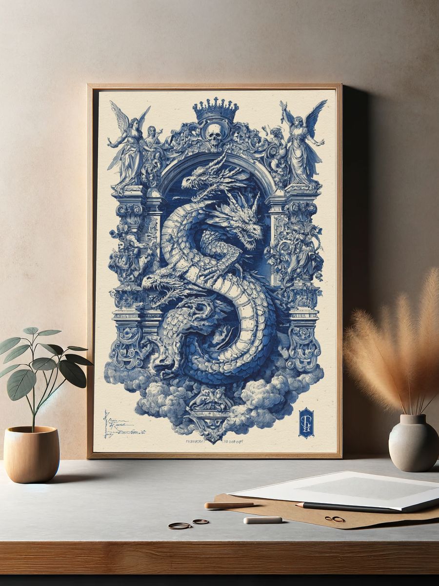 Baroque Dragon Crest Print. — room view 2