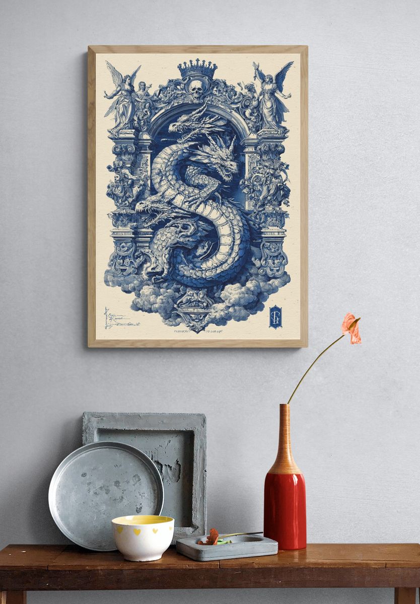 Baroque Dragon Crest Print. — room view 3