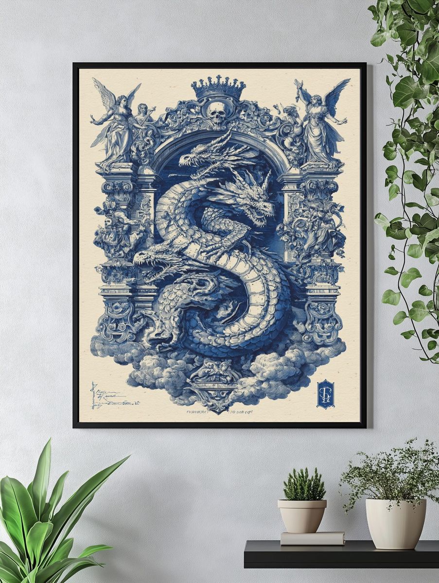 Baroque Dragon Crest Print. — room view 4