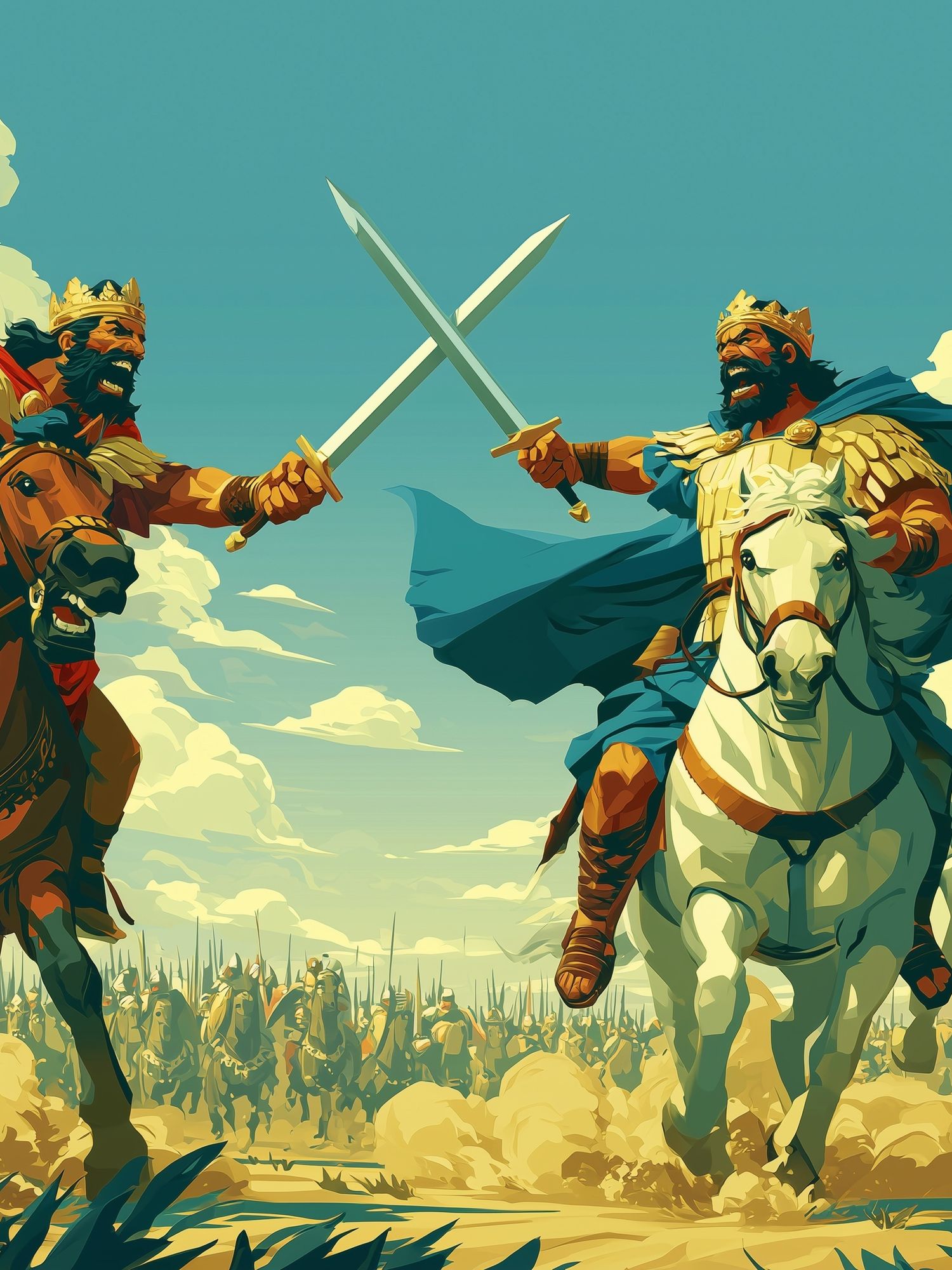 Epic Medieval Duel Illustration Poster. poster — illustration art