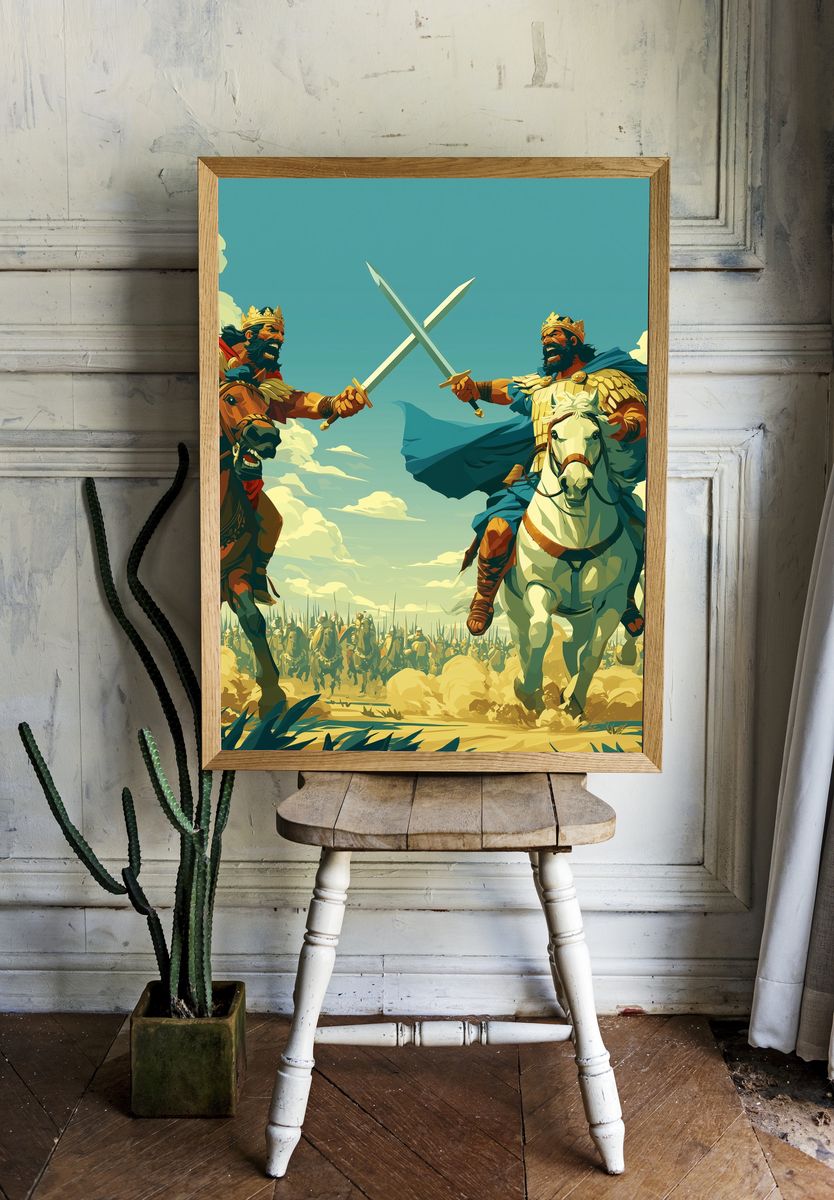 Epic Medieval Duel Illustration Poster. room preview