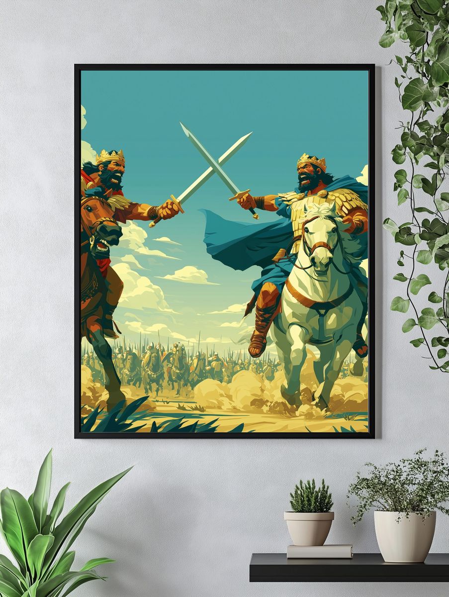 Epic Medieval Duel Illustration Poster. — room view 4