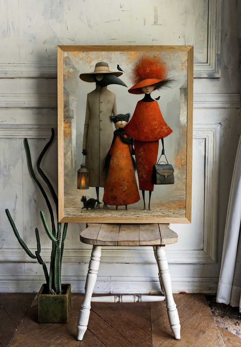 Surreal Fashion Family Illustration Poster. room preview
