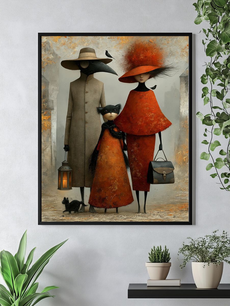 Surreal Fashion Family Illustration Poster. — room view 4