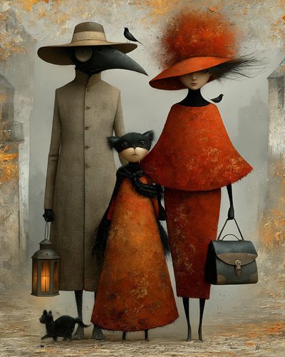 Surreal Fashion Family Illustration Poster.