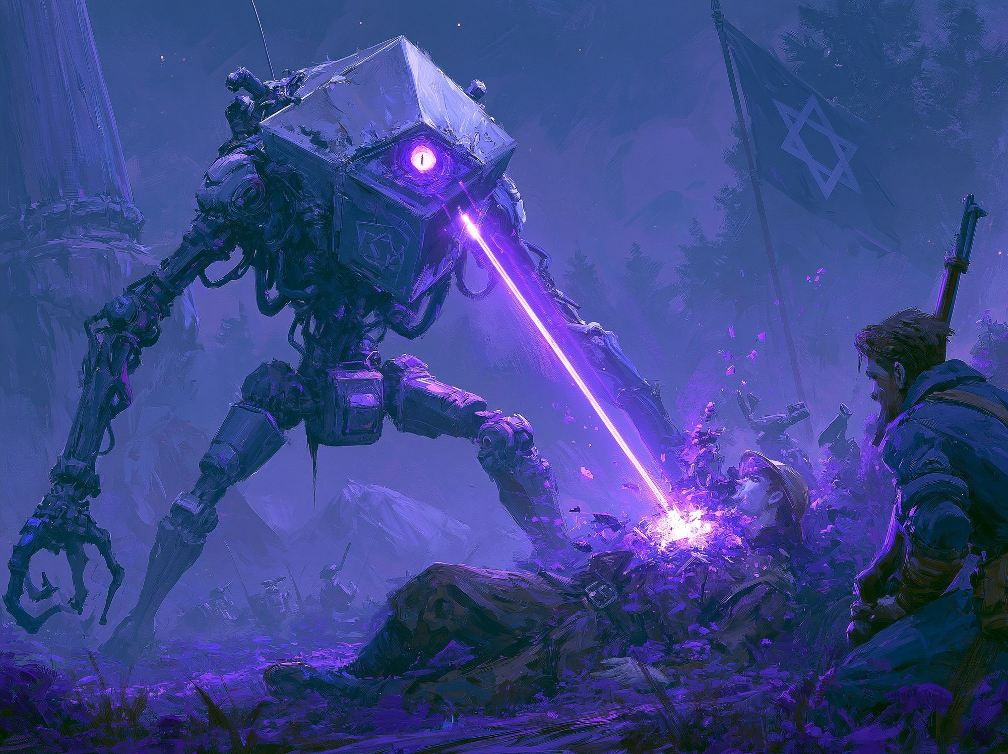 Sci-Fi Battle Mech Illustration Poster. poster detail