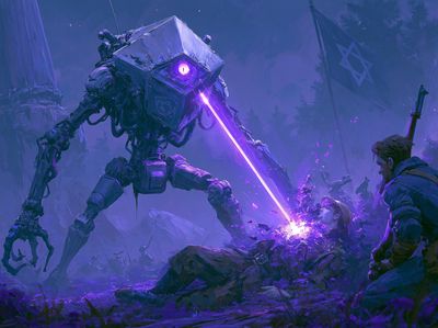 Sci-Fi Battle Mech Illustration Poster.