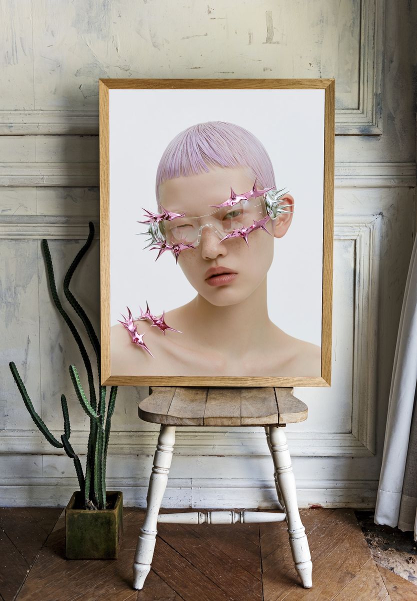 Futuristic Portrait — Digital Art Print. — room view 1