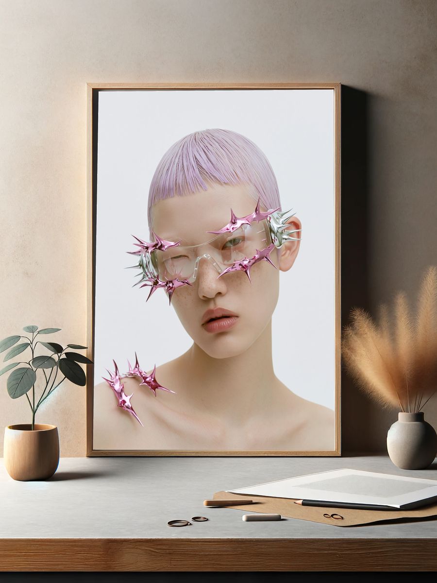 Futuristic Portrait — Digital Art Print. — room view 2