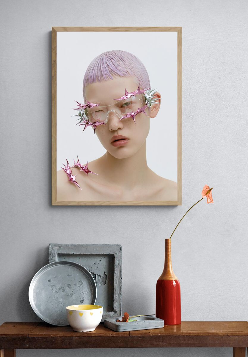 Futuristic Portrait — Digital Art Print. — room view 3
