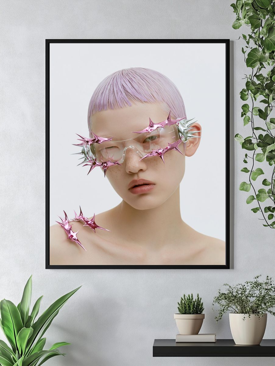 Futuristic Portrait — Digital Art Print. — room view 4