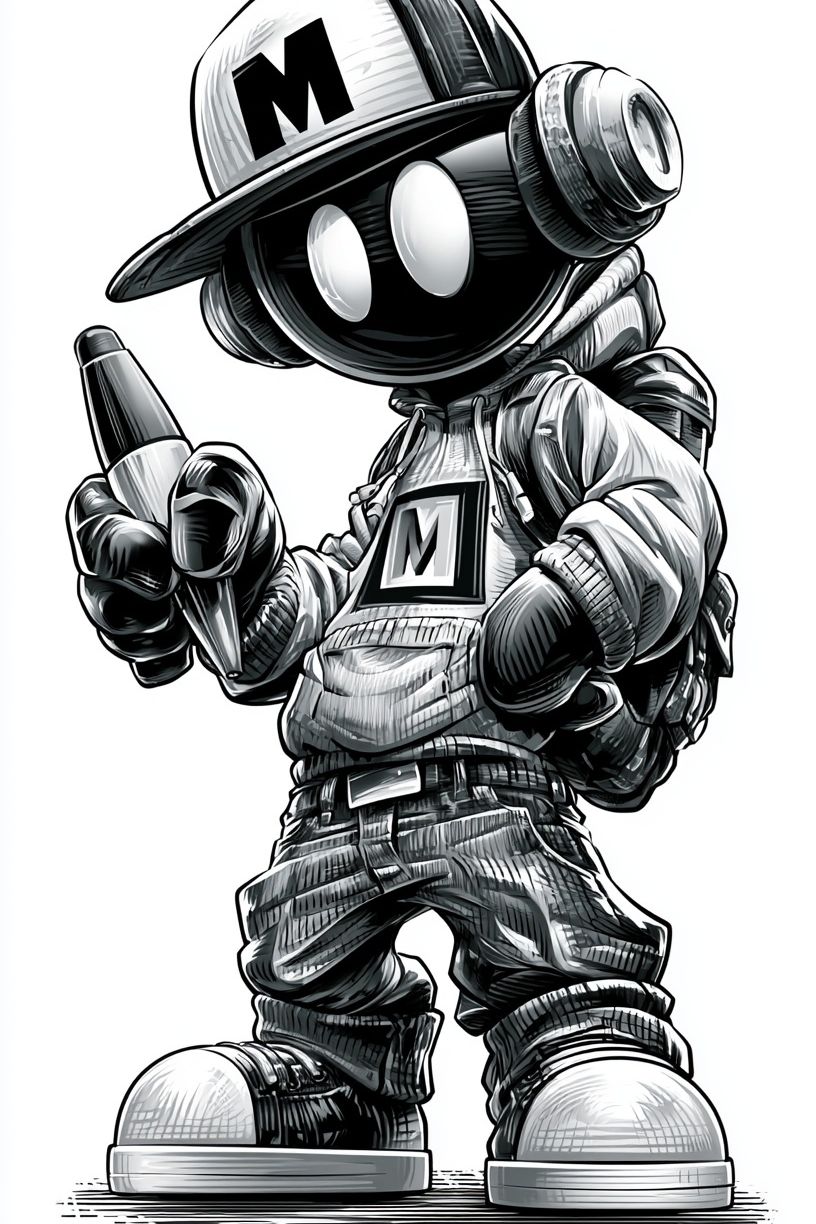 Graffiti Robot Kid Illustration Poster. poster detail