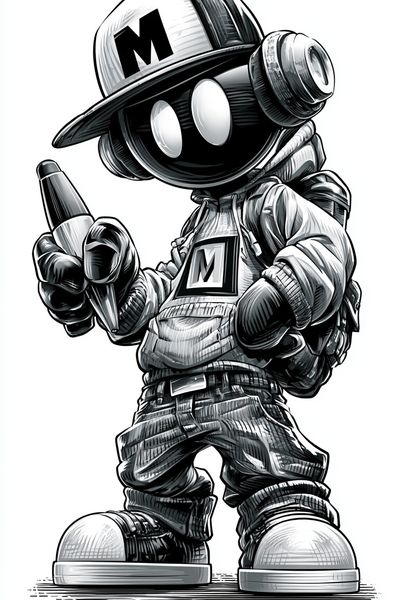 Graffiti Robot Kid Illustration Poster. poster